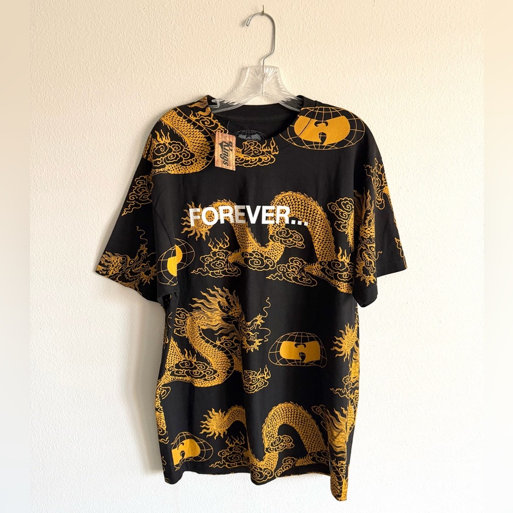 Rare Vintage NWT 90s Wu Tang Clan Shirt Mens Black Forever Dragon Tee